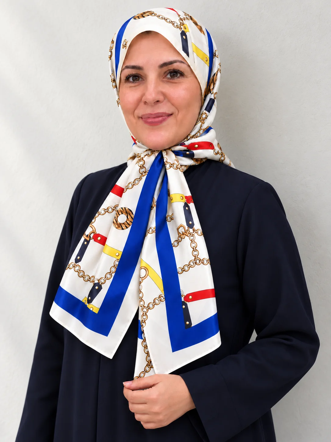Foulard Éclat Royal, ivoire & bleu