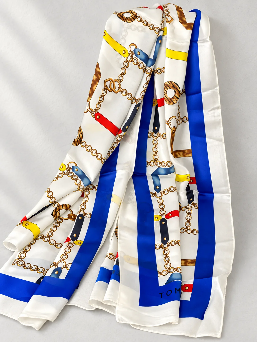 Foulard Éclat Royal, ivoire & bleu