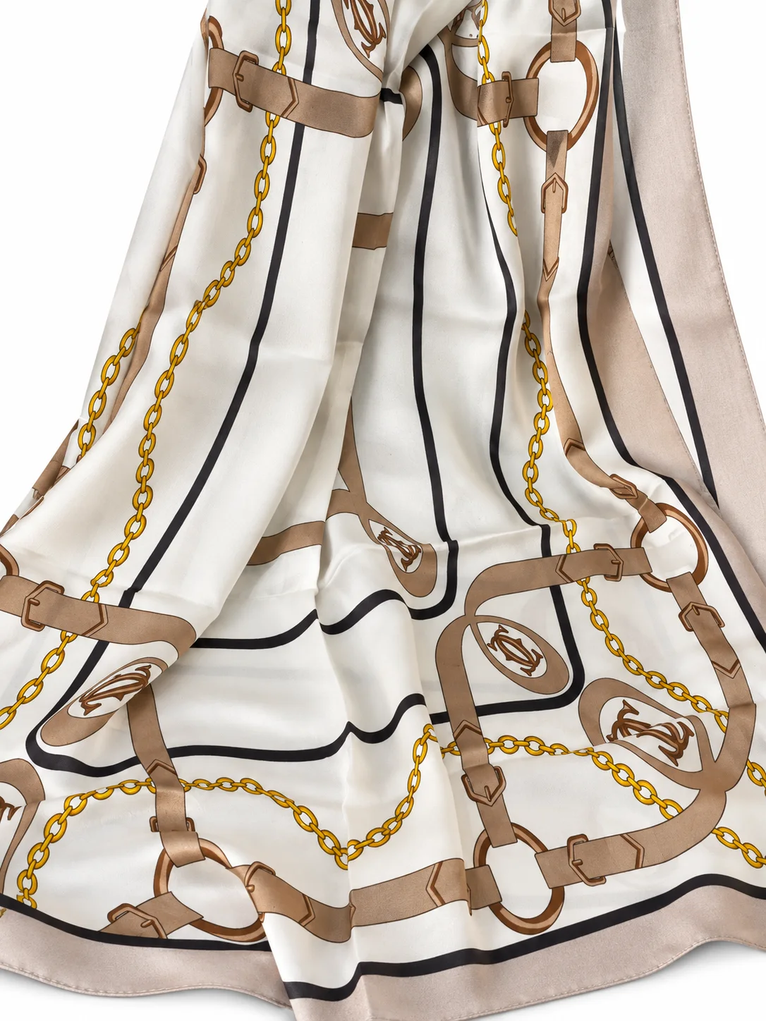 Foulard Élégance Ivoire, taupe & doré