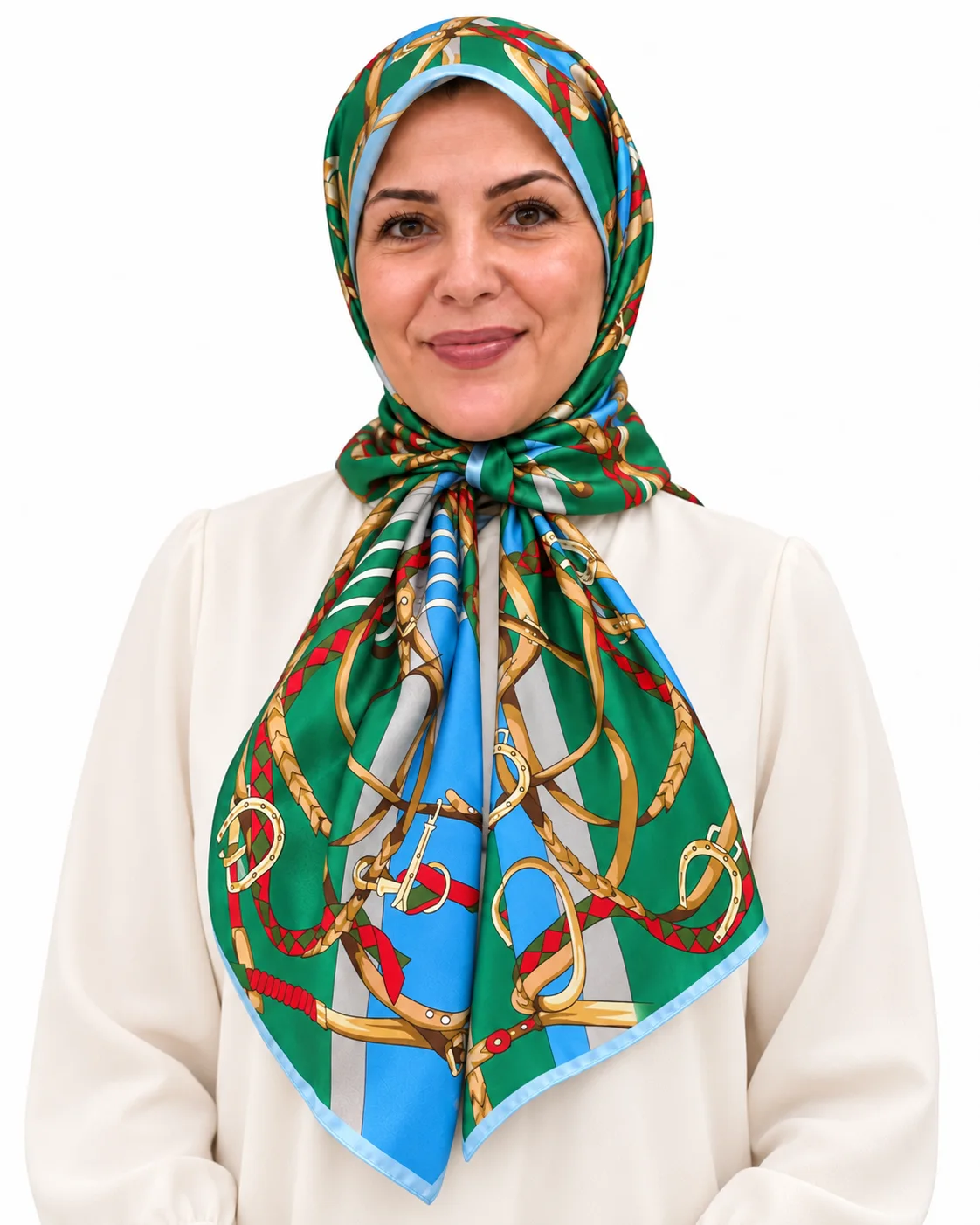 Foulard Éclat Émeraude, bleu & doré