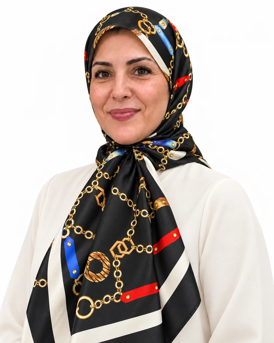 Foulard Éclat Noir, chaînes dorées