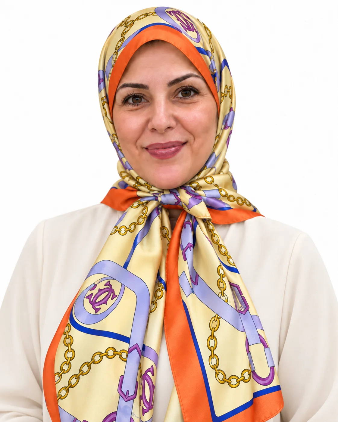 Foulard Lumière Abricot, lilas & doré