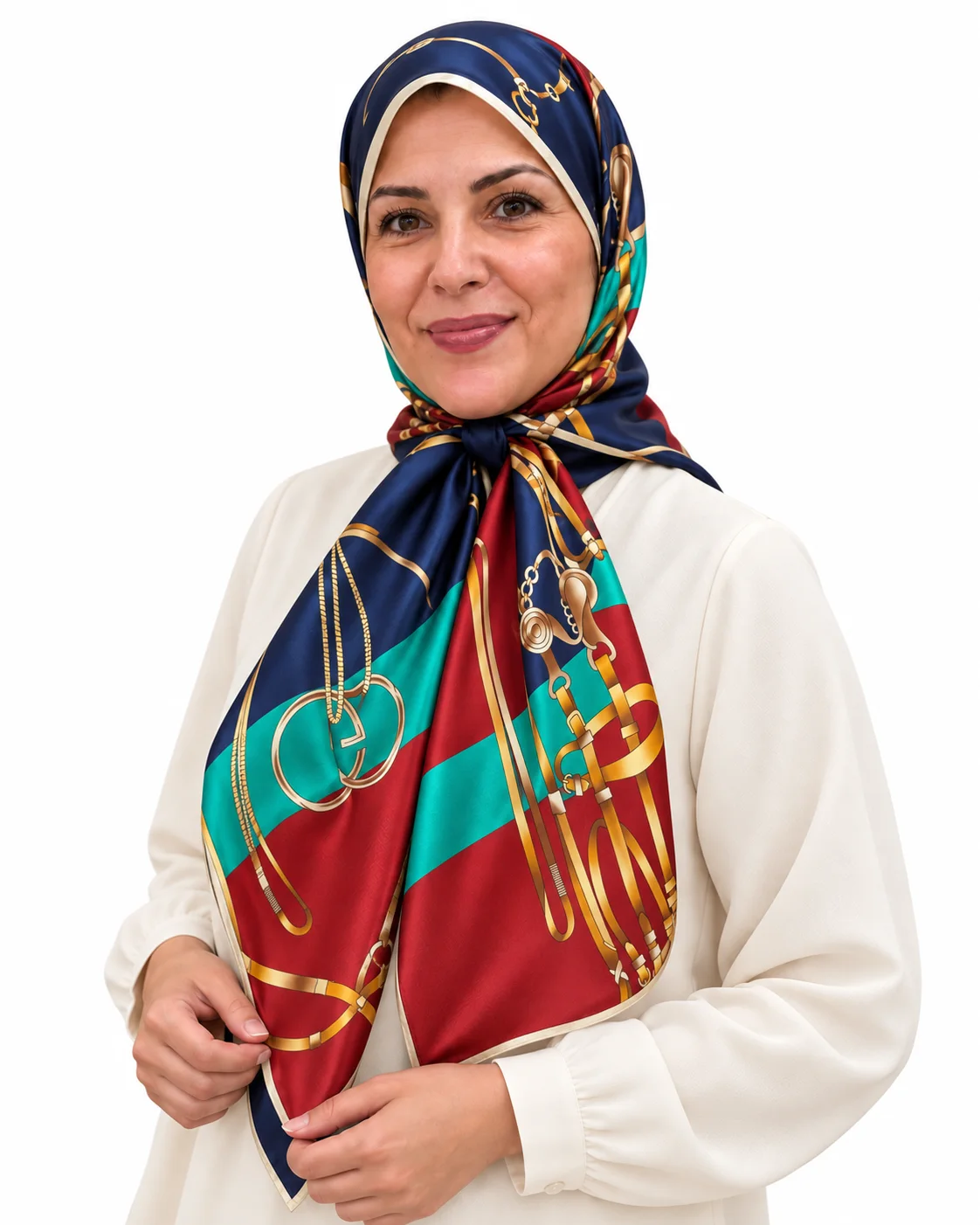 Foulard Harmonie Royale, marine & rouge