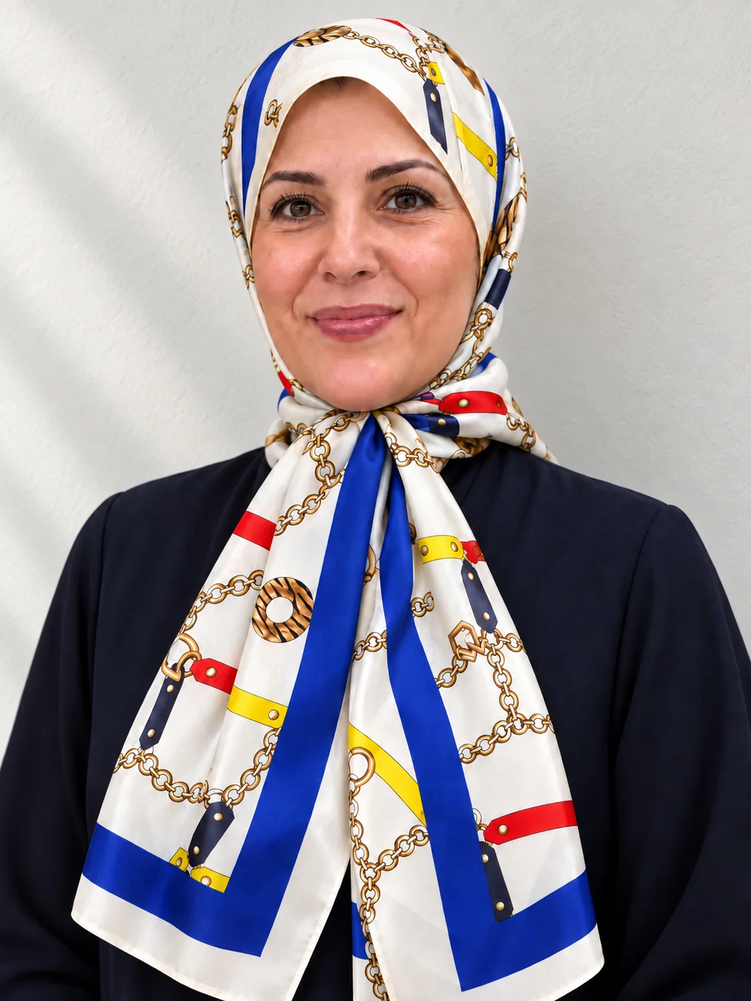Foulard Éclat Royal, ivoire & bleu