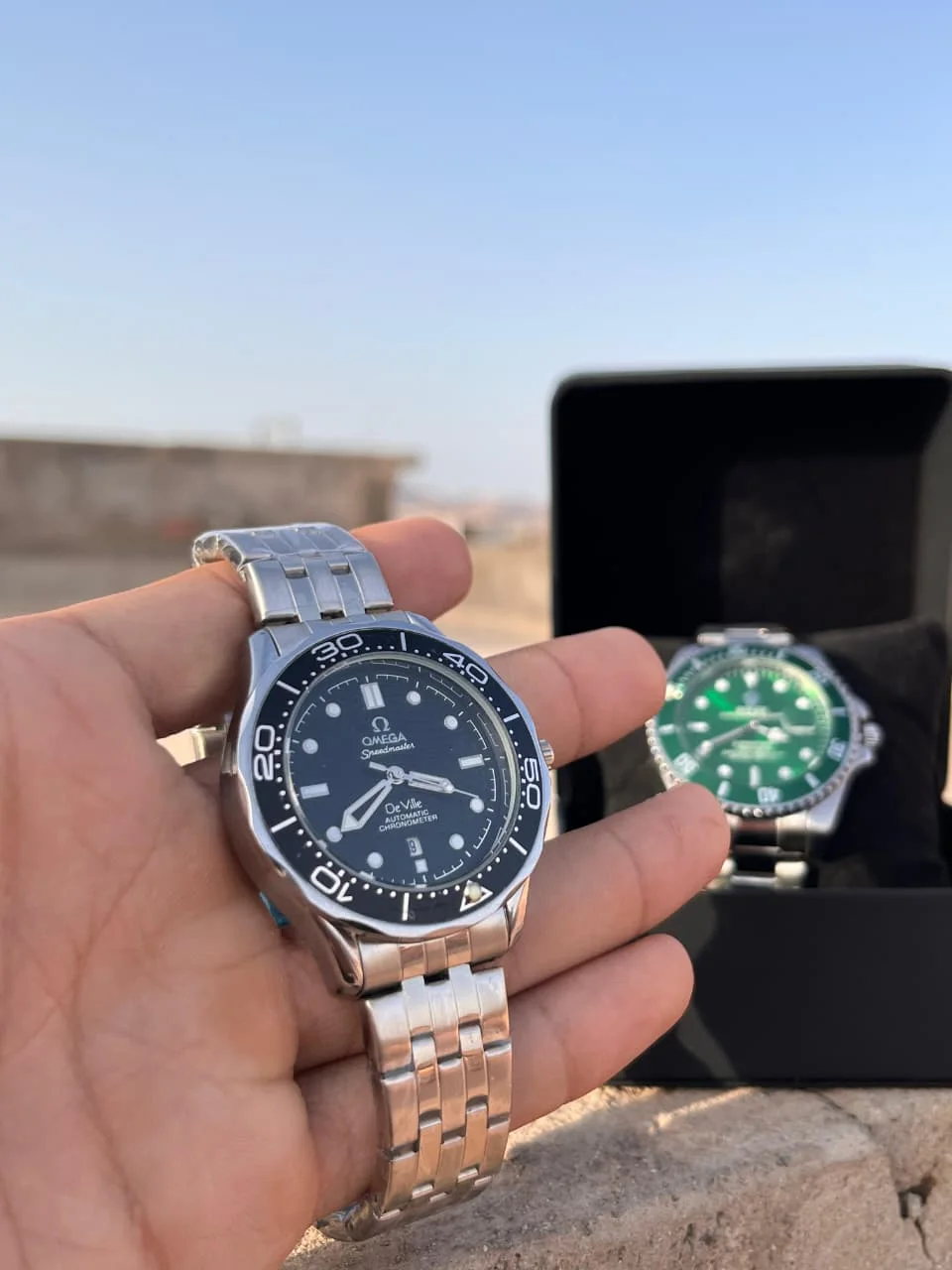 Montre Homme OMEGA Noire – Cadran Noir Sport & Élégant