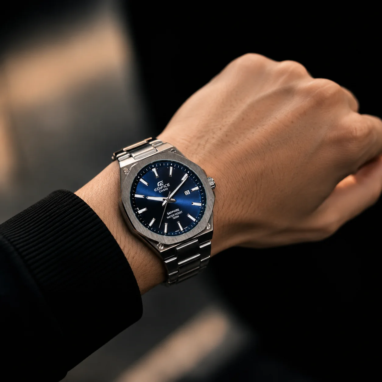 Montre Homme EDIFICE CASIO – Cadran Bleu & Dateur