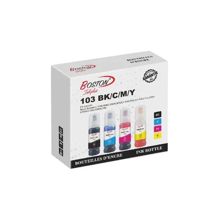 Pack de 4 Bouteilles d’Encre 70ml – Compatible Epson Ecotank 103 (Noir, Cyan, Magenta, Jaune)