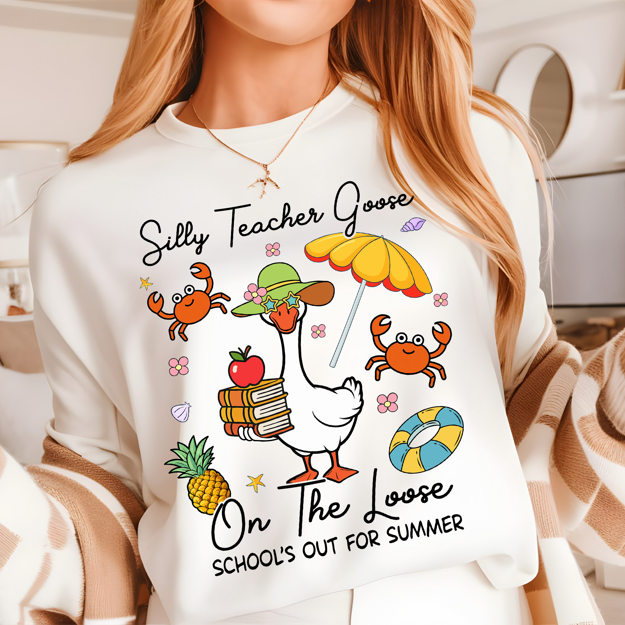 Silly Teacher Goose On The Loose Shirt – Funny Summer Teacher T-Shirt, Graduation Gift, Teacher Appreciation Tee