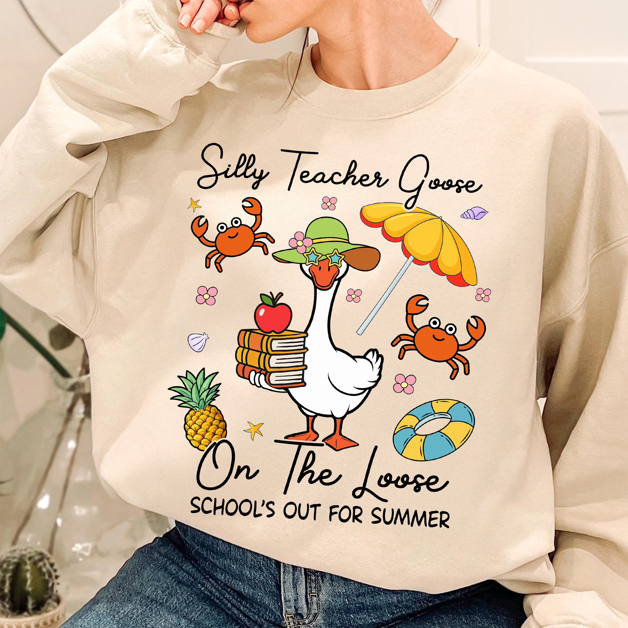 Silly Teacher Goose On The Loose Shirt – Funny Summer Teacher T-Shirt, Graduation Gift, Teacher Appreciation Tee