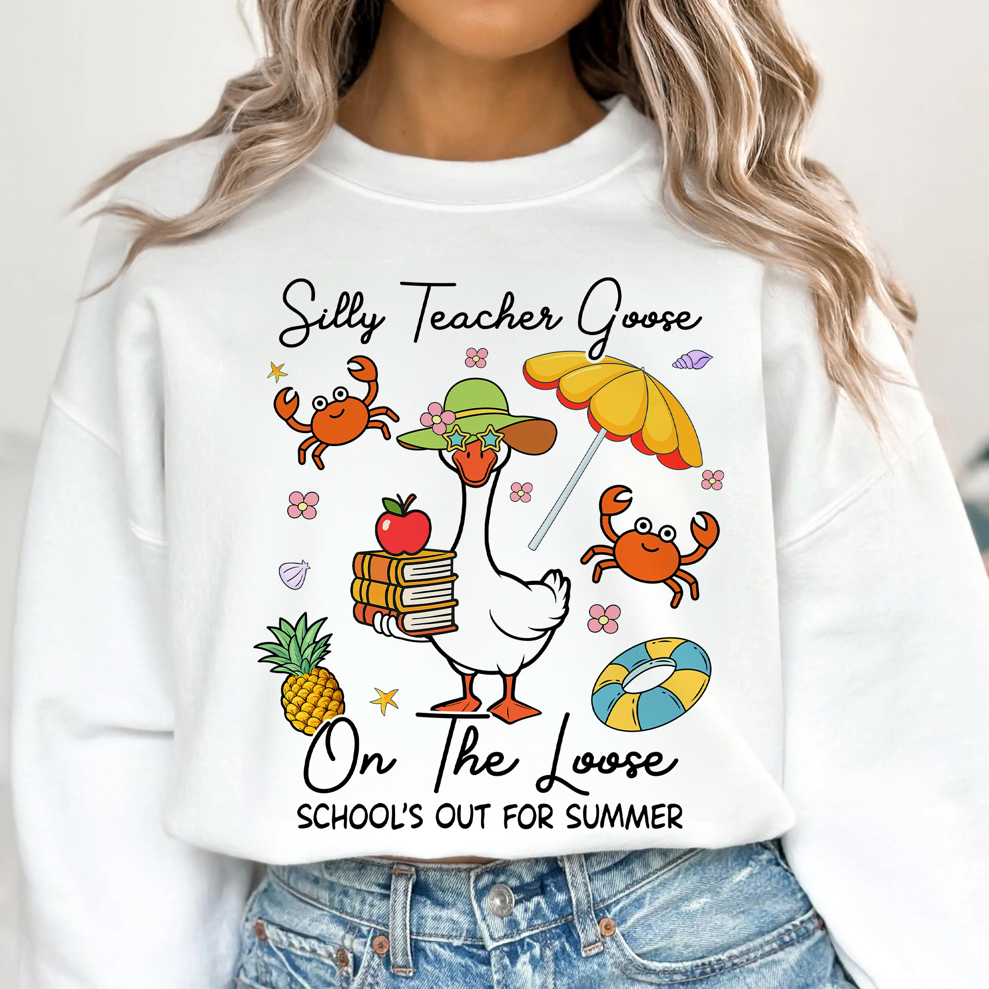 Silly Teacher Goose On The Loose Shirt – Funny Summer Teacher T-Shirt, Graduation Gift, Teacher Appreciation Tee