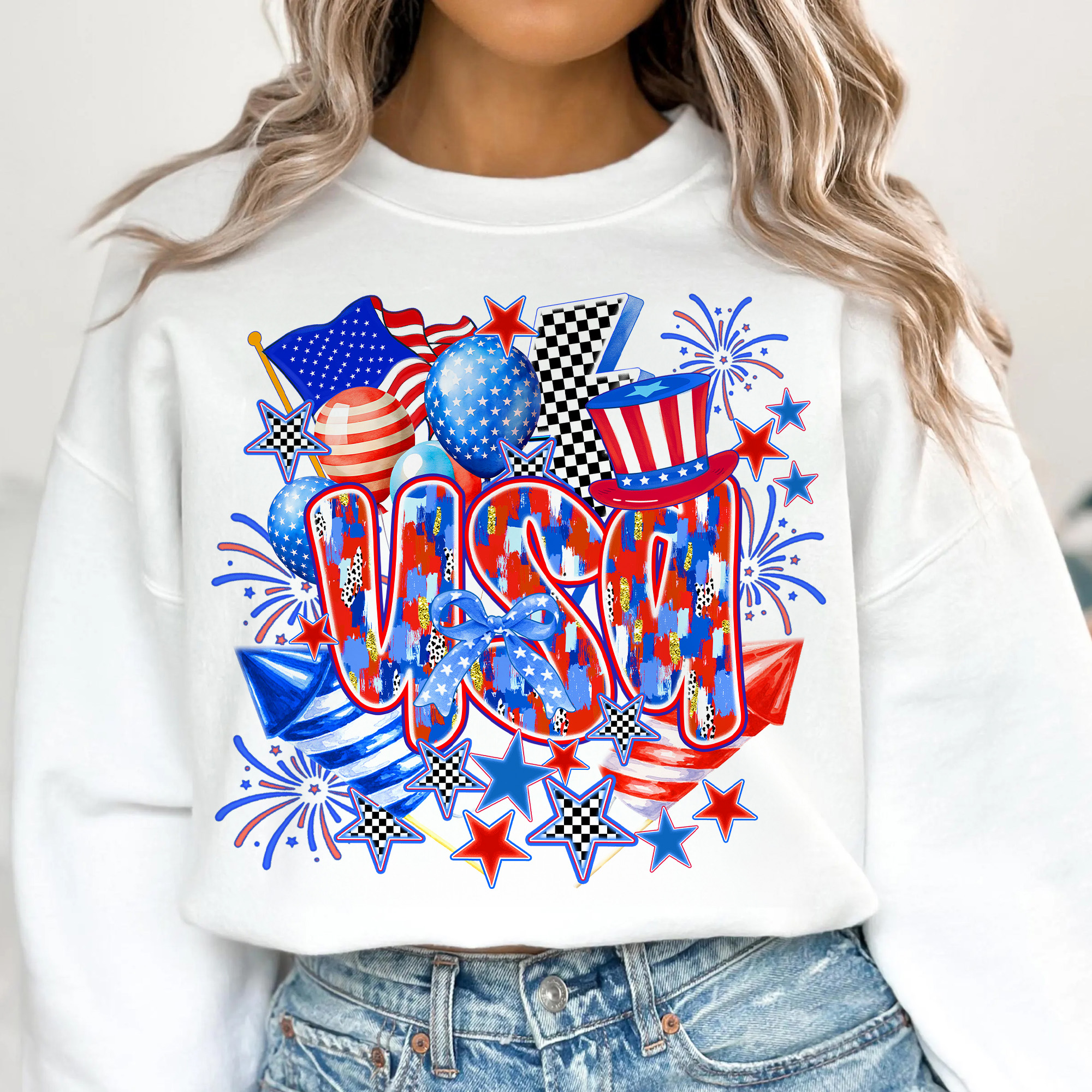 Coquette USA T-Shirt – Retro 4th of July Shirt for Women, Patriotic Girly Sublimation Tee, Vintage America Graphic Tee