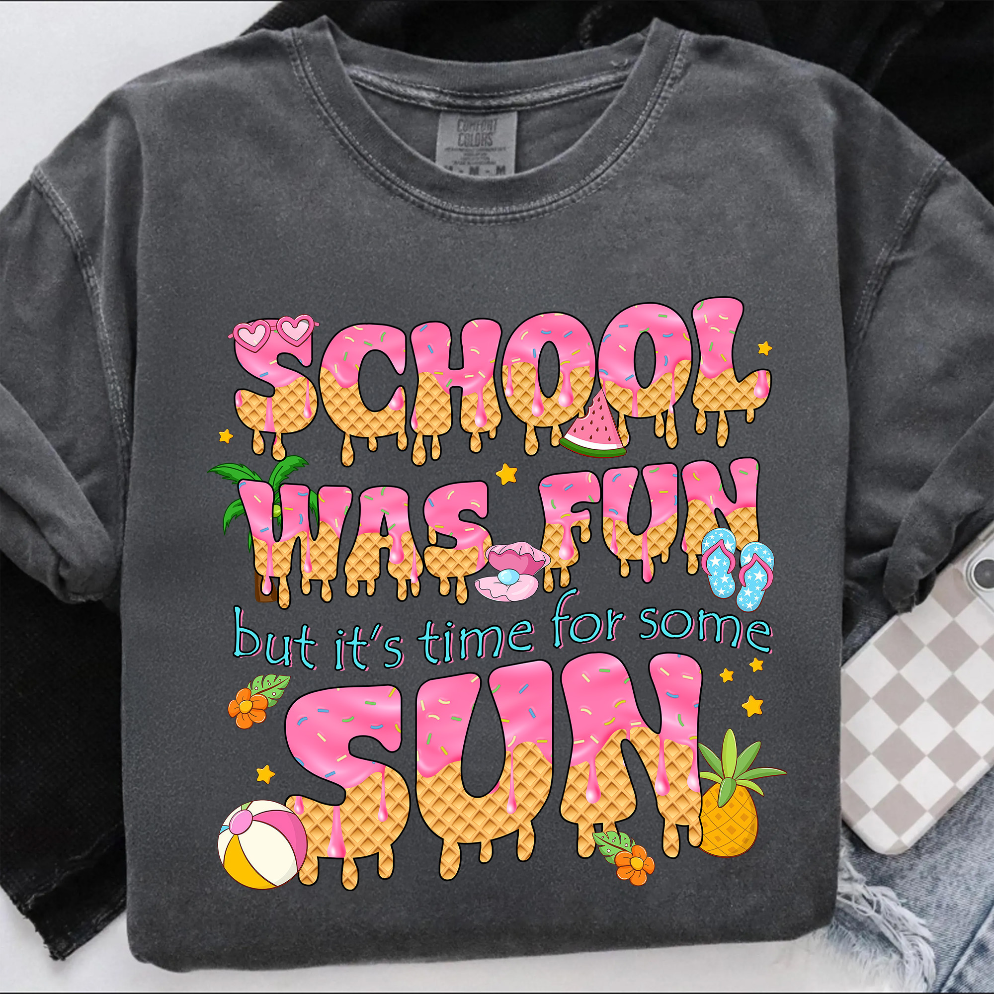 School Was Fun Time For Sun Shirt – Summer Break Teacher T-Shirt, Last Day of School Tee, End of Year Teacher Gift