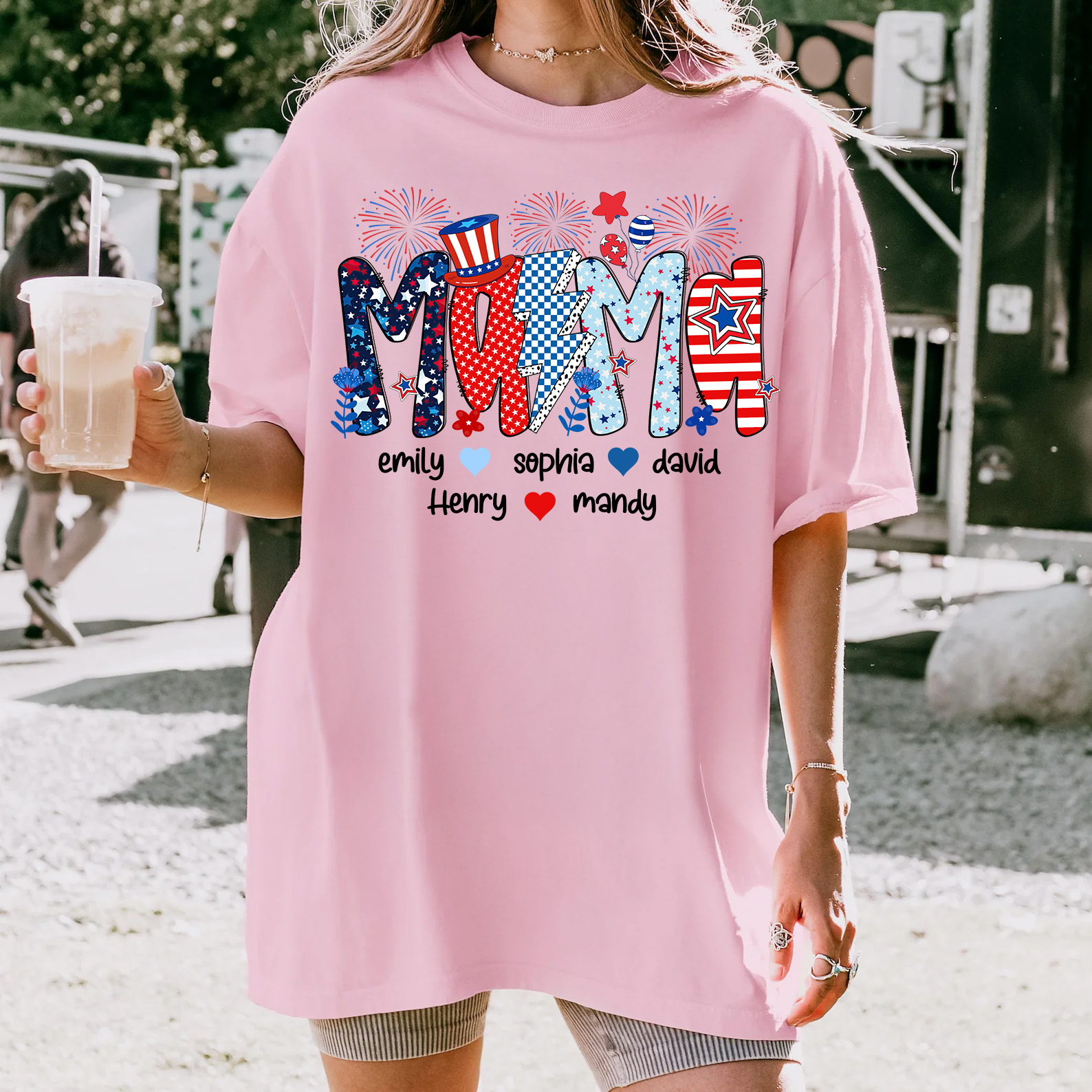Preppy Mama 4th of July PNG – Glitter Floral American Mama Sublimation Design, Personalized Independence Day USA Mom Clipart