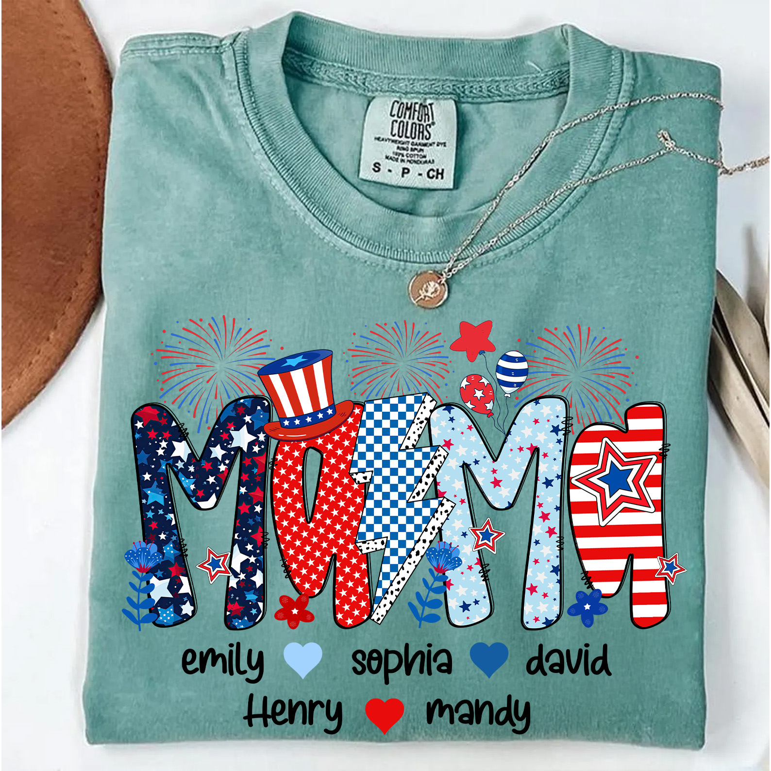Preppy Mama 4th of July PNG – Glitter Floral American Mama Sublimation Design, Personalized Independence Day USA Mom Clipart