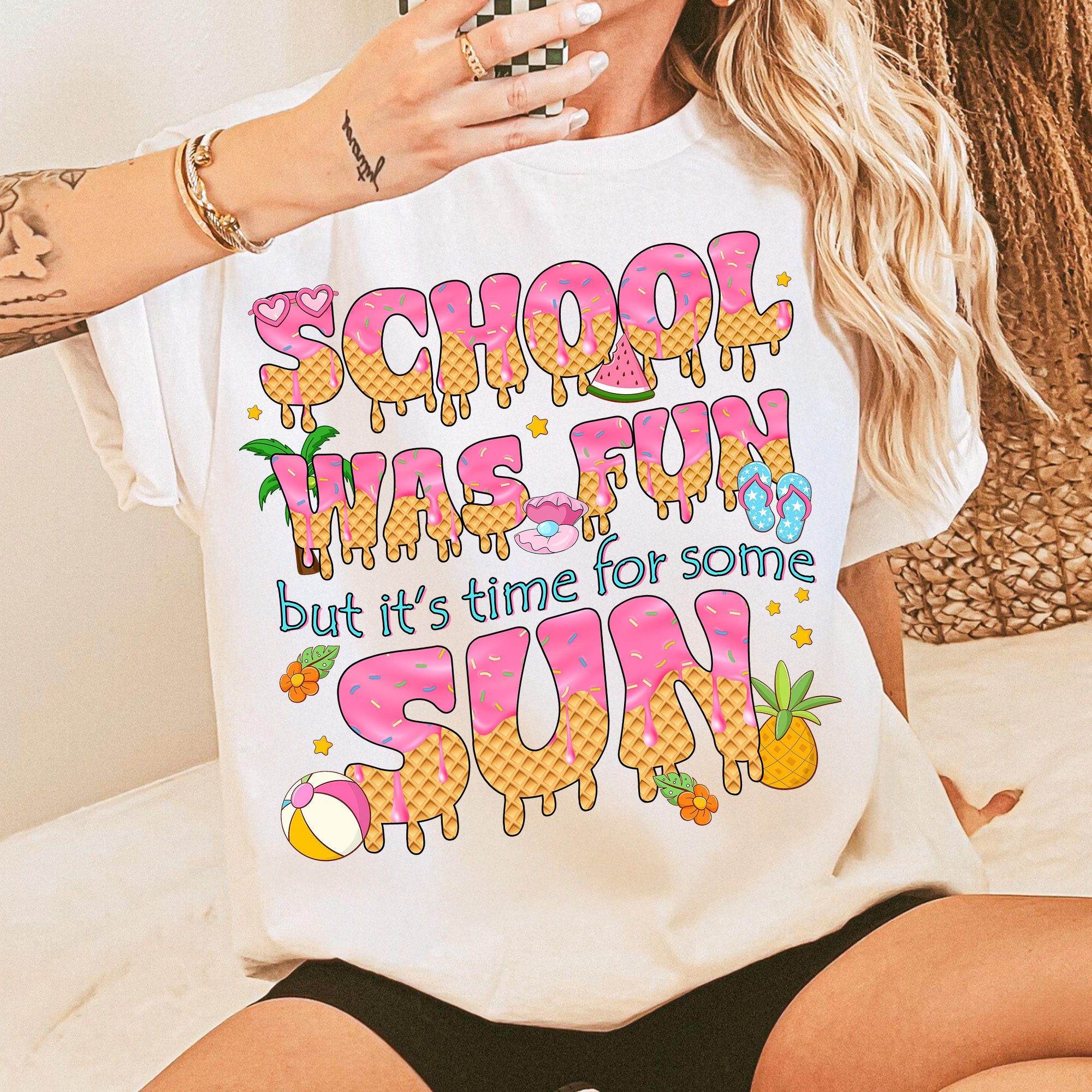 School Was Fun Time For Sun Shirt – Summer Break Teacher T-Shirt, Last Day of School Tee, End of Year Teacher Gift