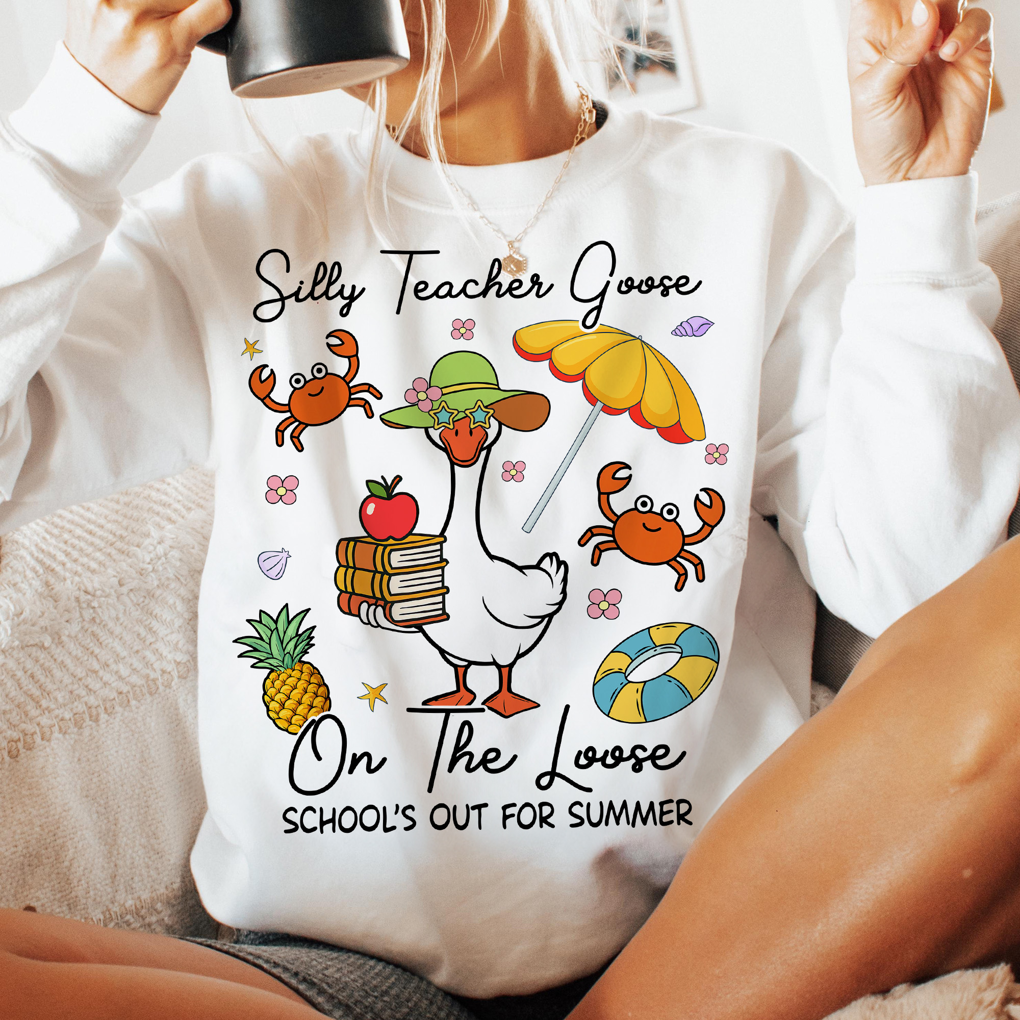 Silly Teacher Goose On The Loose Shirt – Funny Summer Teacher T-Shirt, Graduation Gift, Teacher Appreciation Tee