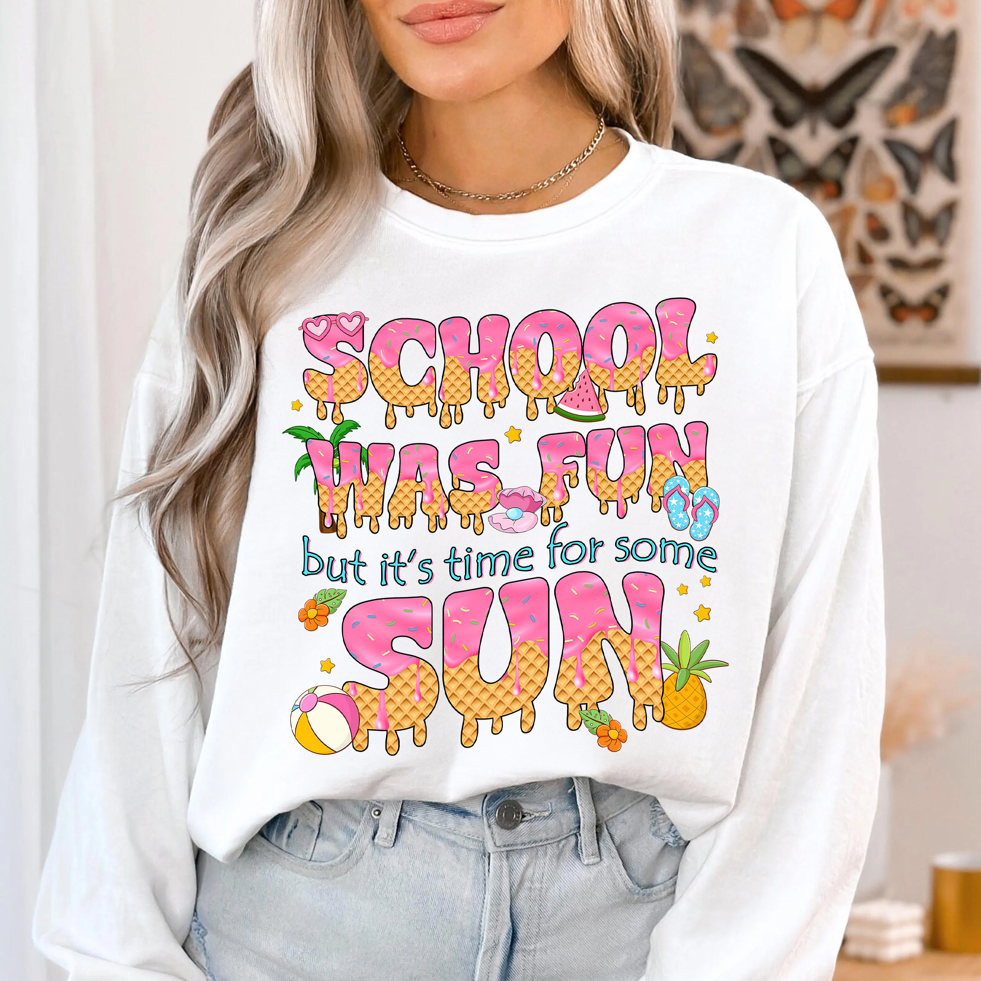 School Was Fun Time For Sun Shirt – Summer Break Teacher T-Shirt, Last Day of School Tee, End of Year Teacher Gift