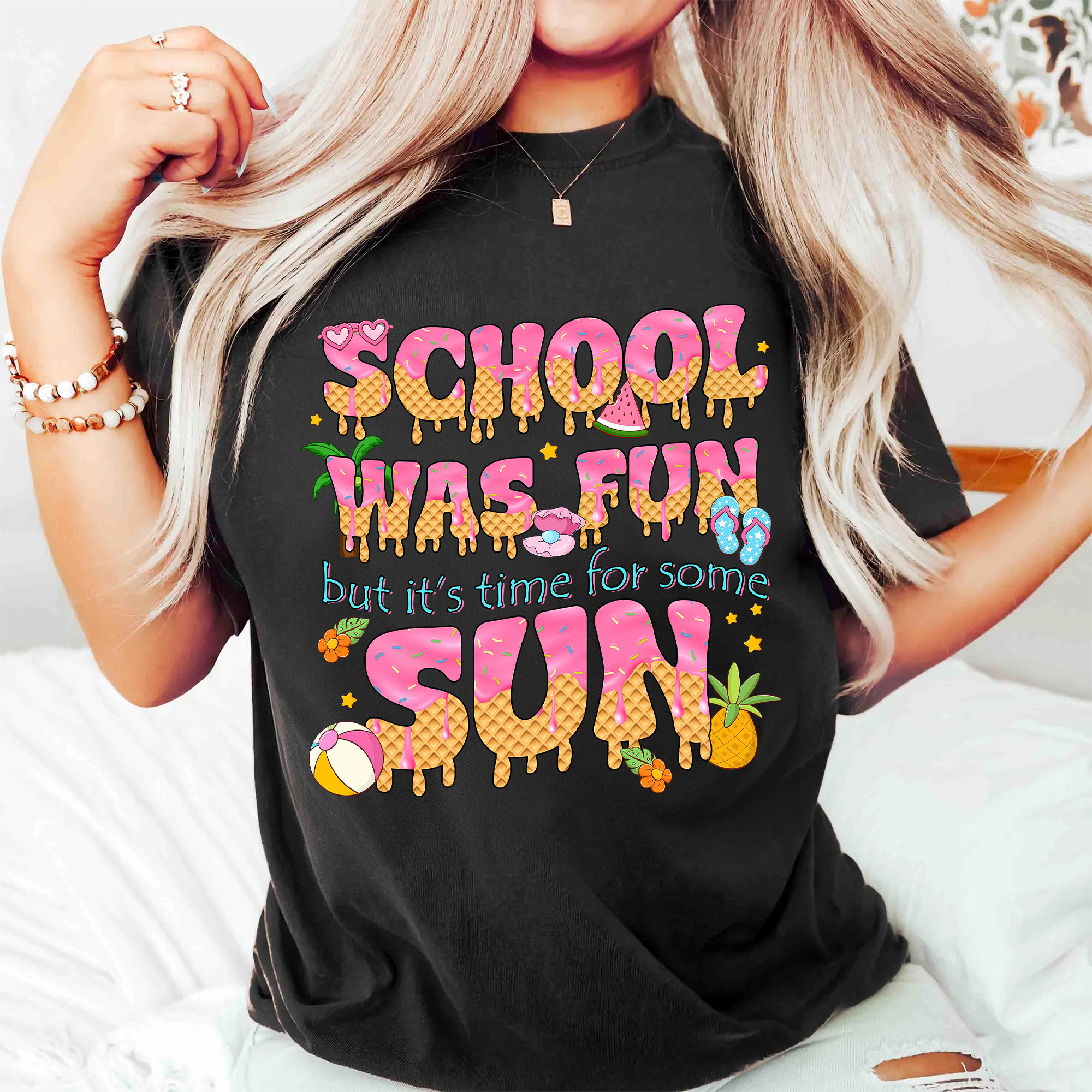 School Was Fun Time For Sun Shirt – Summer Break Teacher T-Shirt, Last Day of School Tee, End of Year Teacher Gift