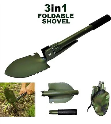 مجرفة عسكرية قابلة للطي ، مجرفة صغيرة متعددة الوظائف للتخييم مع حافظة للتخييم والمشي لمسافات طويلة أداة نجاة قابلة للطي