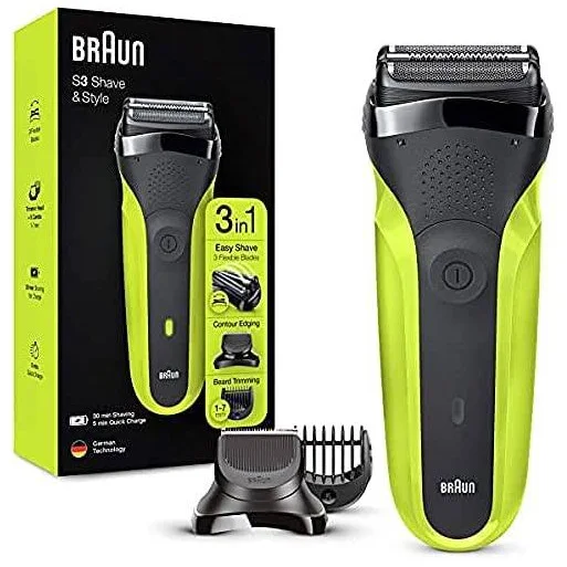 Braun 3en1 Noir Vert – 300 Bt - S3 Rasage et coiffure