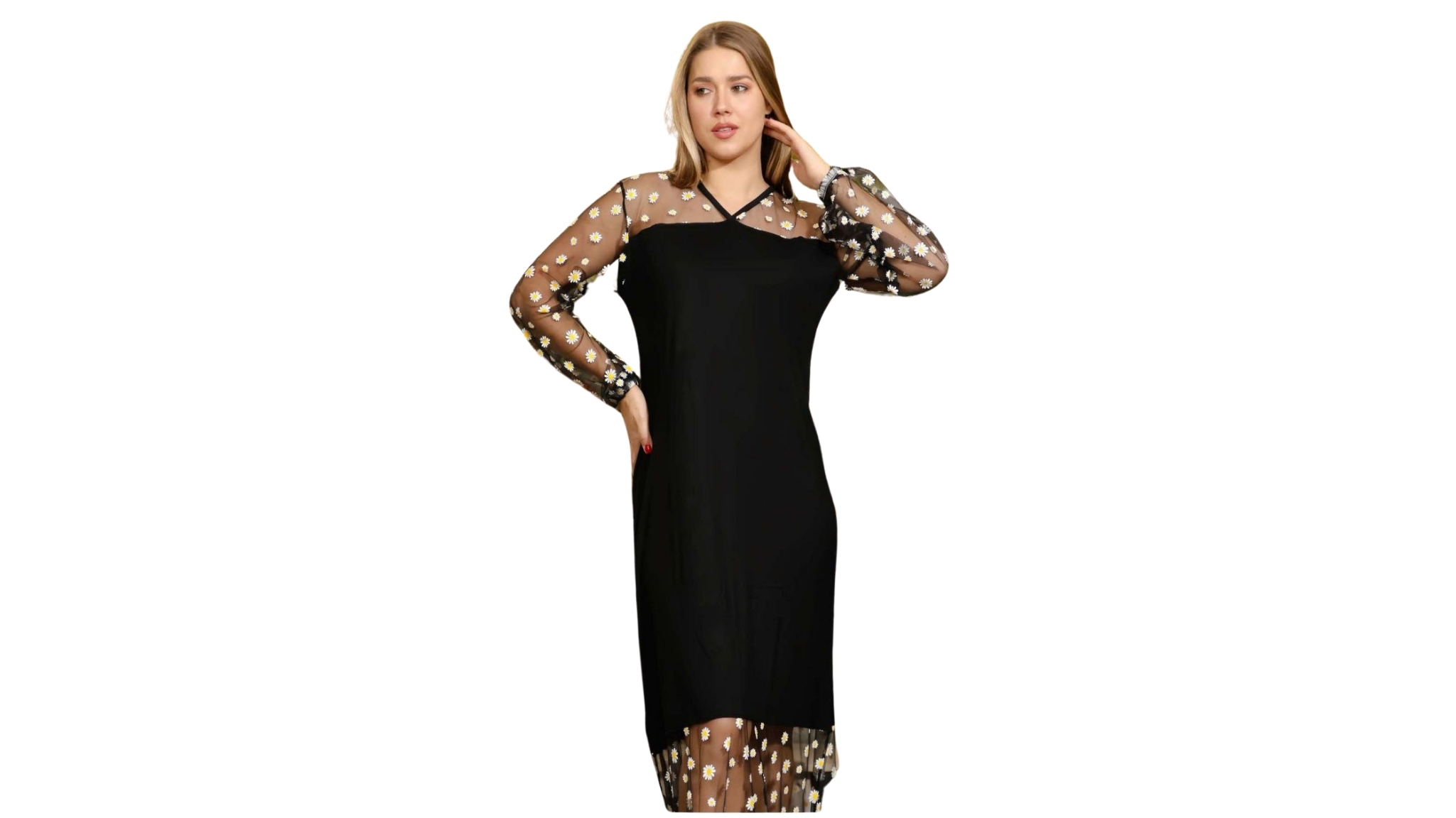 Robe noire longue "Fleur de Nuit"