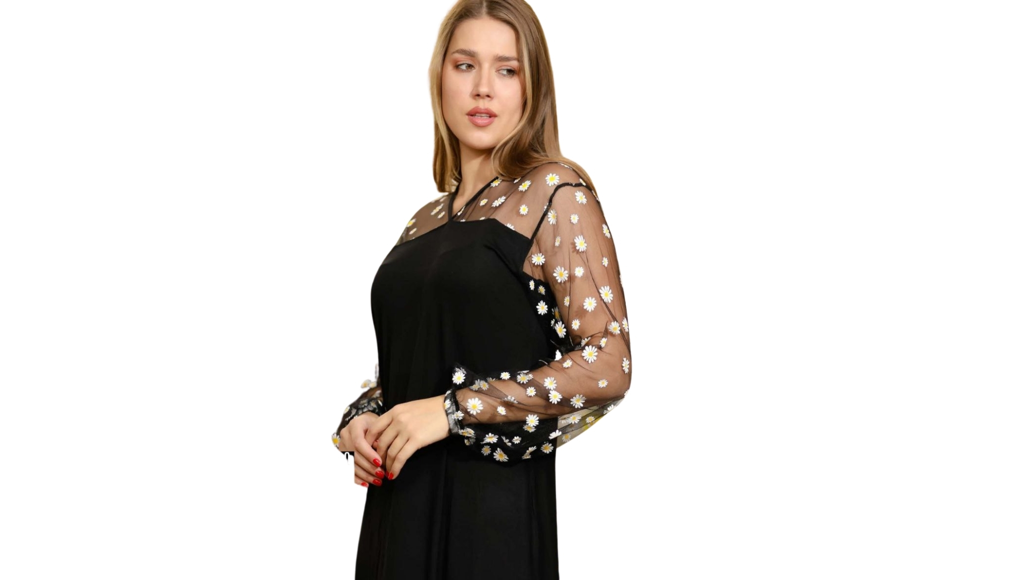 Robe noire longue "Fleur de Nuit"