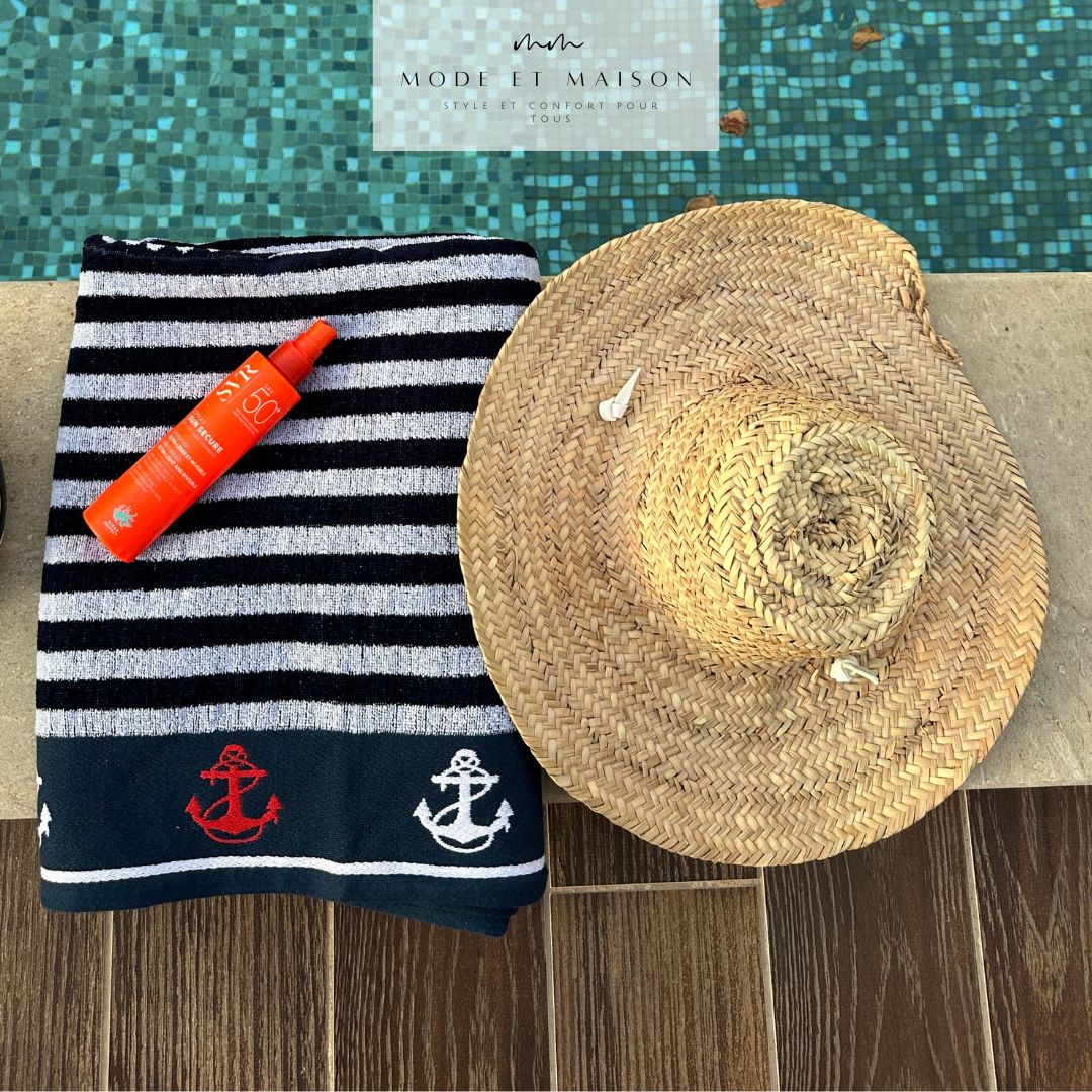 Serviette de plage "Marinière Ancre"