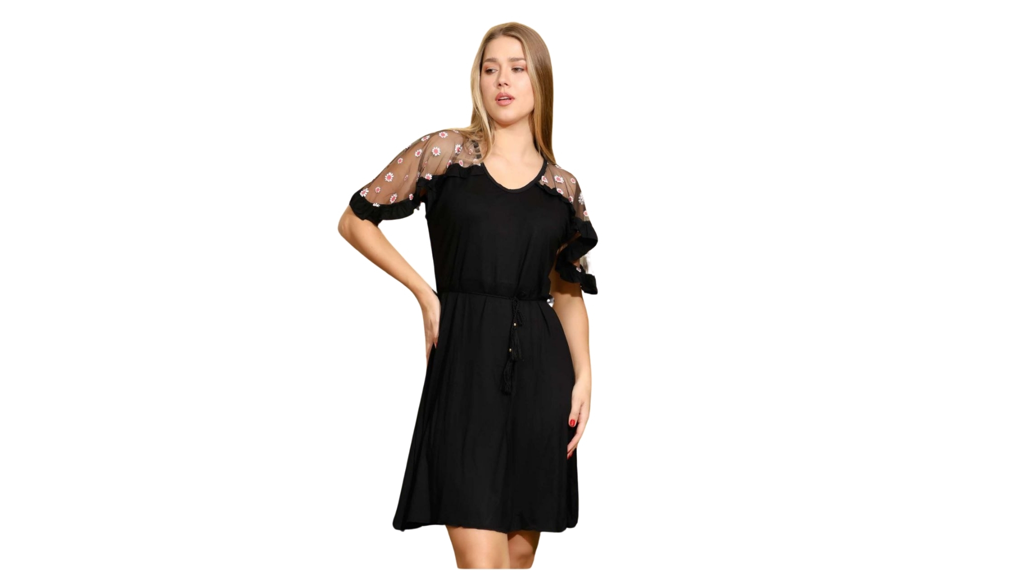 Robe noire "Fleur de Nuit"