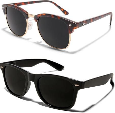 ShadyVEU Lentes de sol negros súper oscuros, con protección UV, bisagra de resorte de los años 80, estilo vintage, retro, inspiradas en tonos