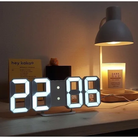 Alarme numérique 3D LED, horloge murale suspendue, Snooze, calendrier, thermomètre, horloge électronique, ameublement