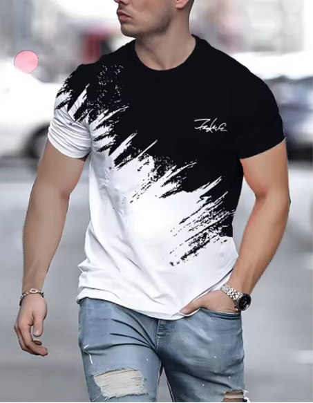 الصيف الرجال تي شيرت عادية الجولة الرقبة بلوزات فضفاضة موضة اللون التباين طباعة تي شيرت للرجال مضحك ثلاثية الأبعاد تي شيرت الشارع الاتجاه الملابس