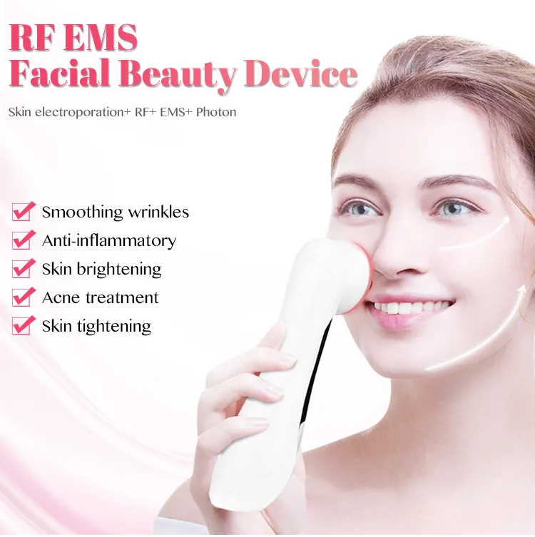 جهاز تجميل الوجه بتقنية RF وEMS – شد البشرة، تفتيح، إزالة التجاعيد وحب الشباب بتقنية الضوء الضوئي 6 في 1