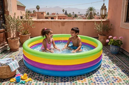 PISCINE PATAUGEOIRE GONFLABLE RONDE ARC EN  CIEL