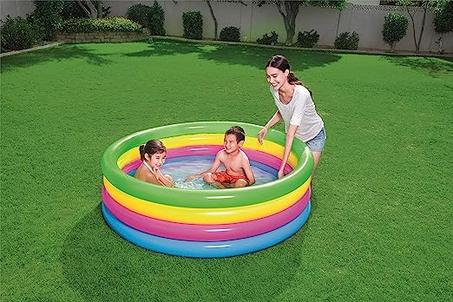 PISCINE PATAUGEOIRE GONFLABLE RONDE ARC EN  CIEL