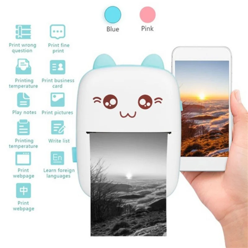 Portable Thermal Printer Bluetooth Mini Cat Pocket Printer