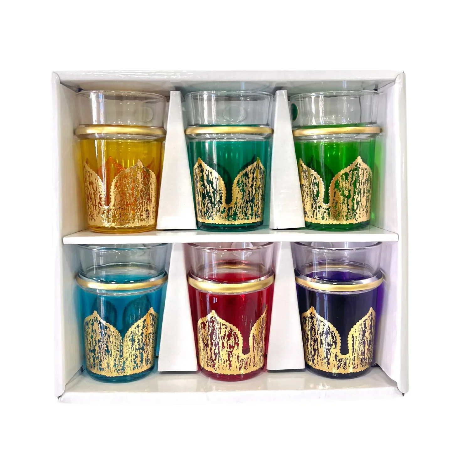 6 verres à thé colorés