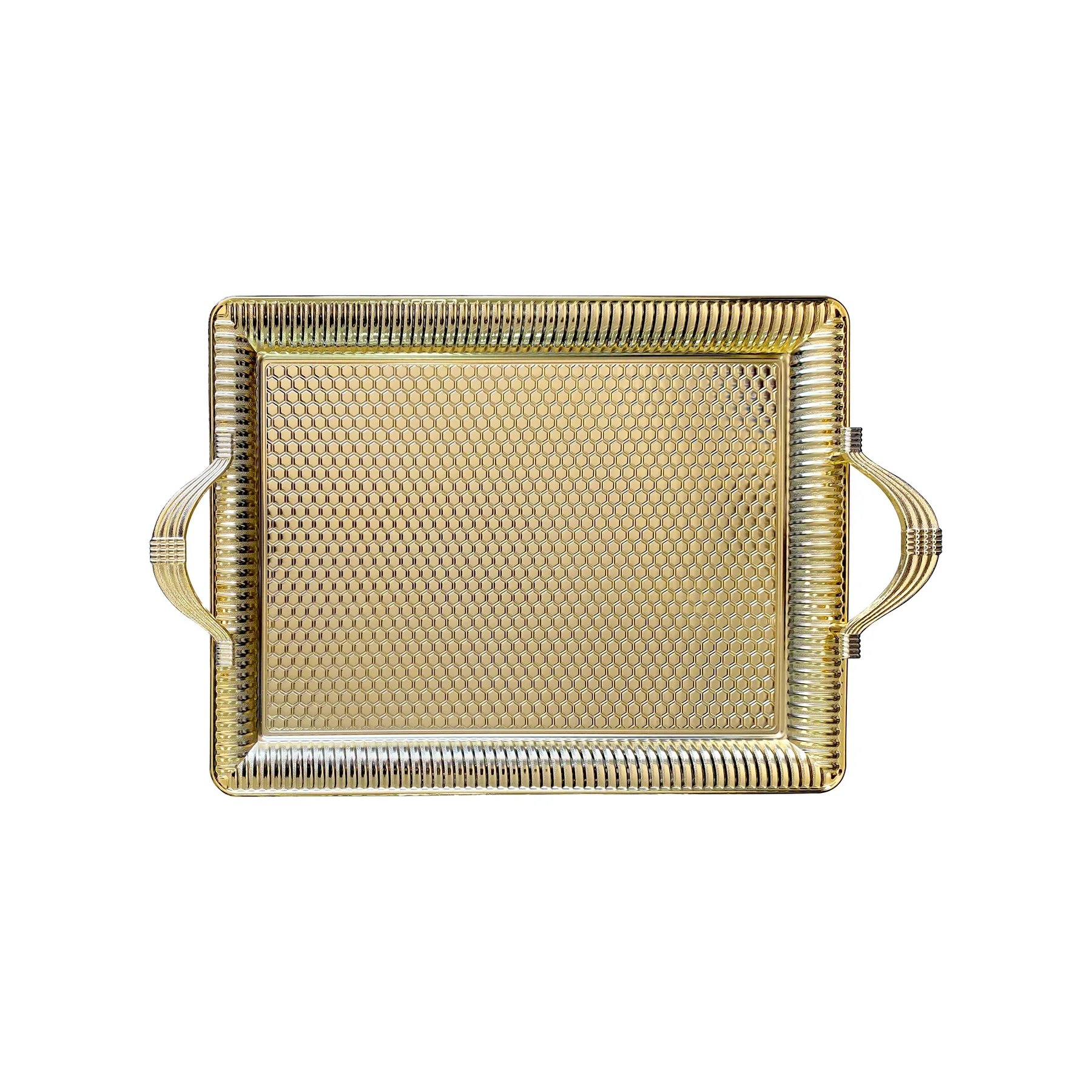 Plateau rectangulaire en métal doré