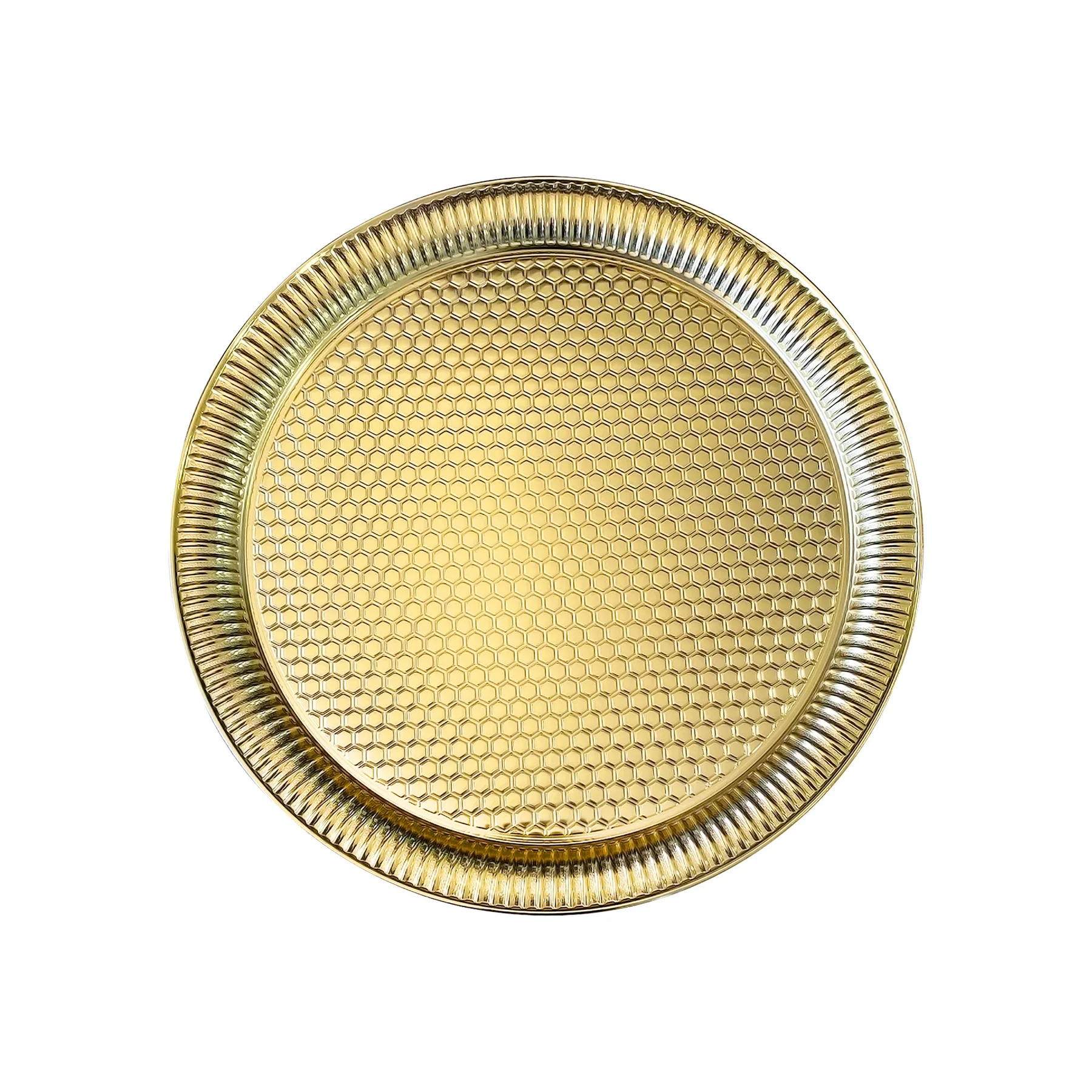 Plats rond en métal doré - 3 pieces