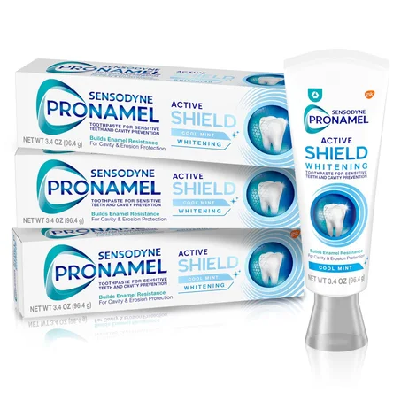 Sensodyne Pronamel Active Shield Pasta Dental Blanqueadora de Esmalte, Menta Fresca - 3.4 onzas x 3