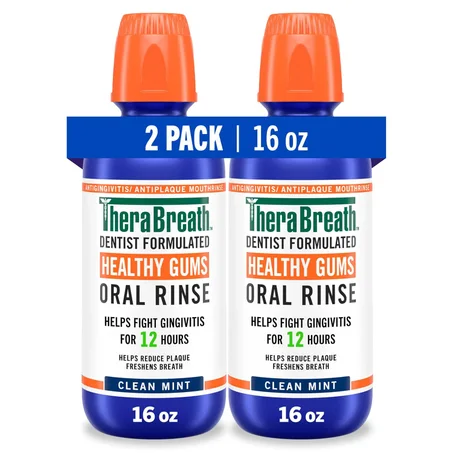 TheraBreath , Encías saludables, periodontistas de 24 horas, formulada enjuague oral de CPC, menta limpia, 16 fl oz (paquete de 2)