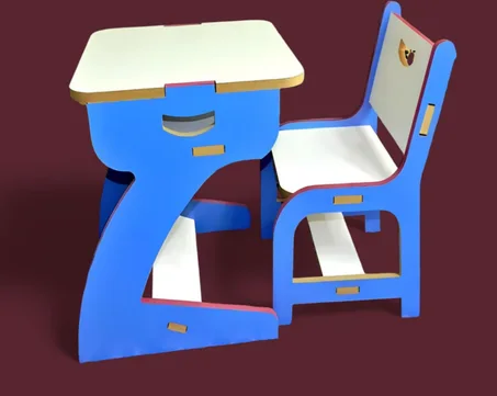 طاولة وكرسي أطفال خشبي