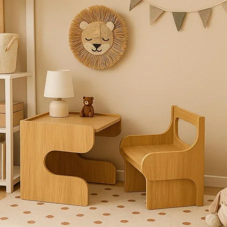 تصميم مدمج لمقعد ومكتب أطفال