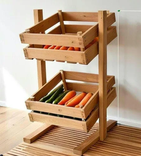 رف خشبي متنقل – تخزين عملي للمطبخ – تحميل فوري