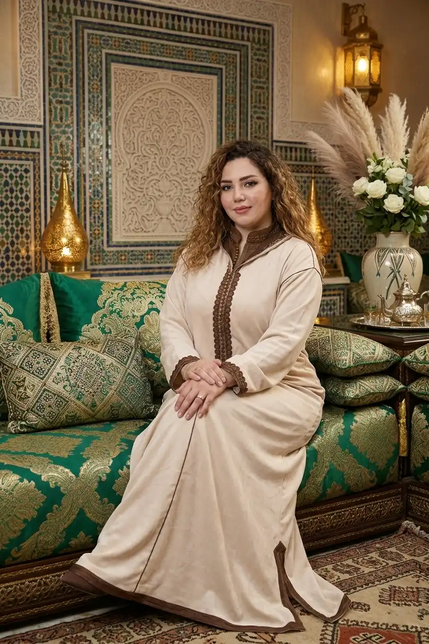 جلابة فاخرة دو بياس بالطرز الرباطي 👑 مخدومة  خدمة متقونة قلب عاد خلص+ درس بالعقاد ✨