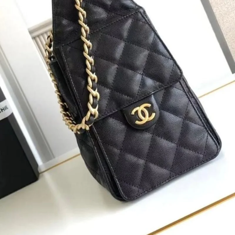 Sac CHANEL élégance matelassé Noir -  chaîne dorée