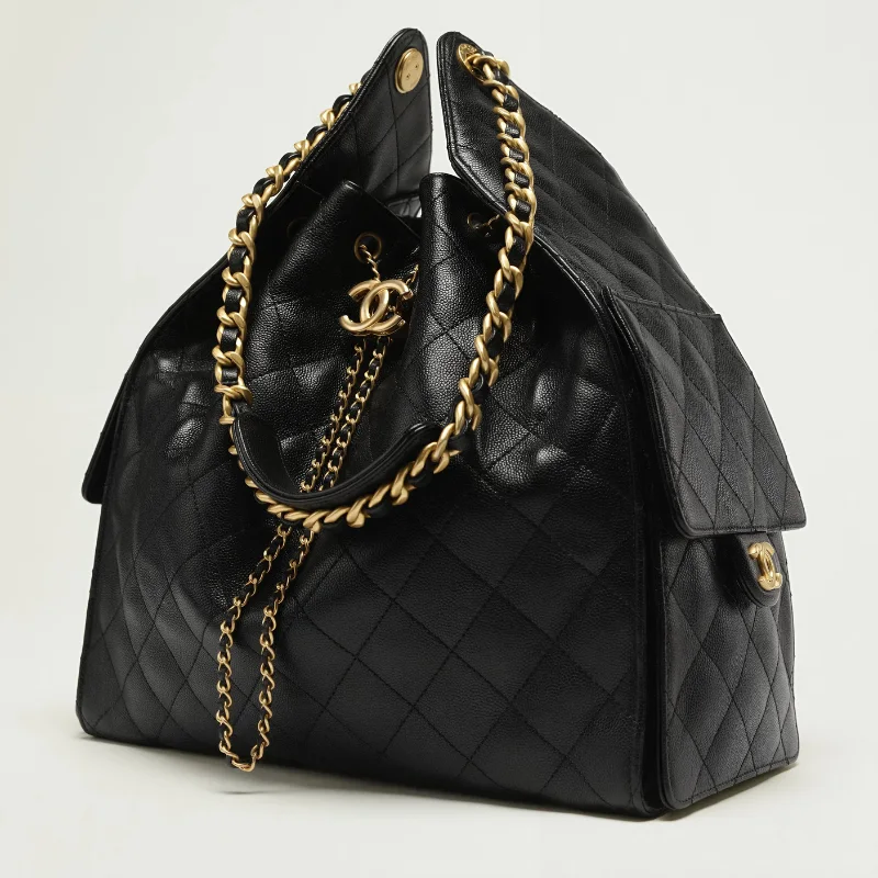Sac CHANEL élégance matelassé Noir -  chaîne dorée