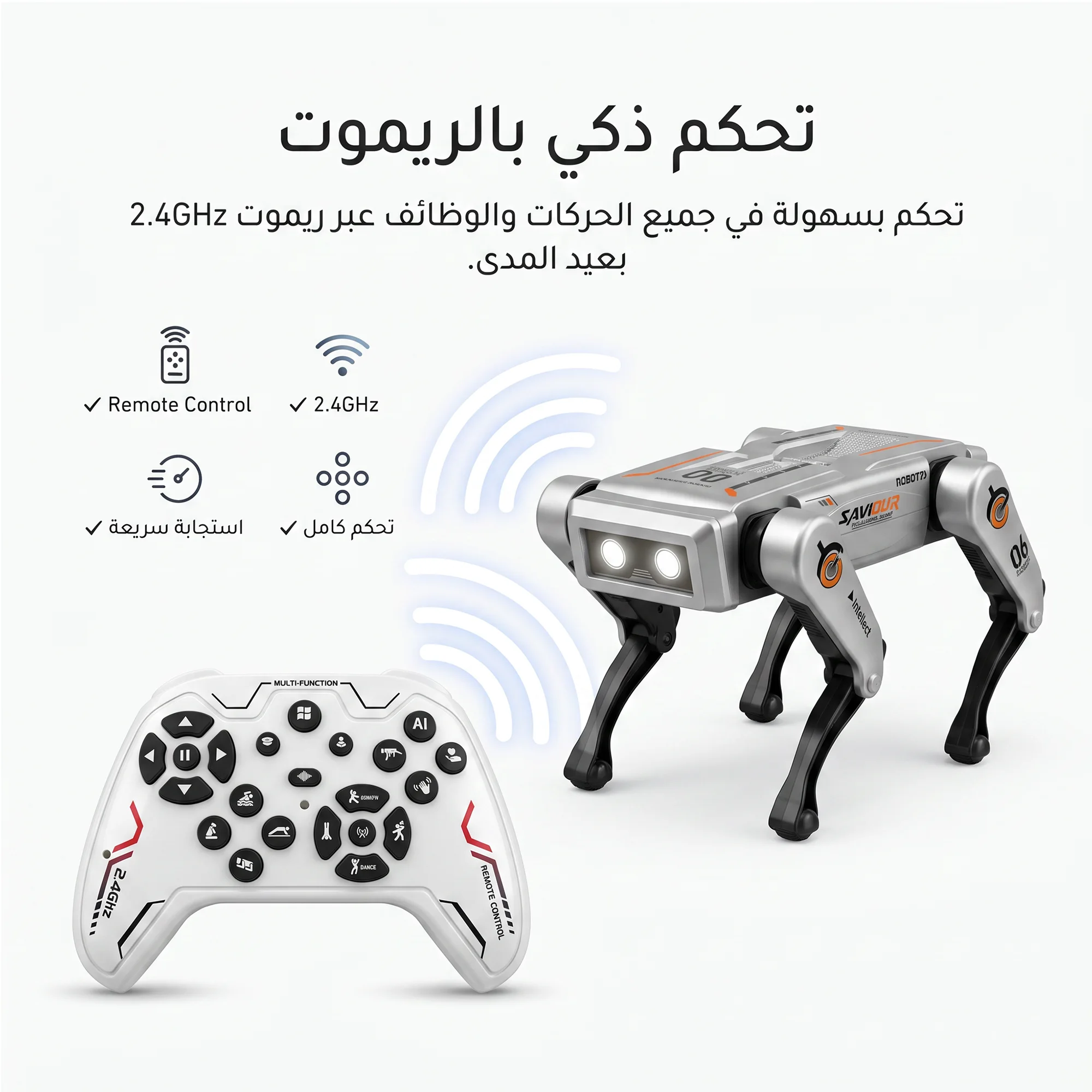 روبوت ذكاء اصطناعي قابل للبرمجة مع تحكم صوتي وجهاز تحكم عن بعد للاطفال