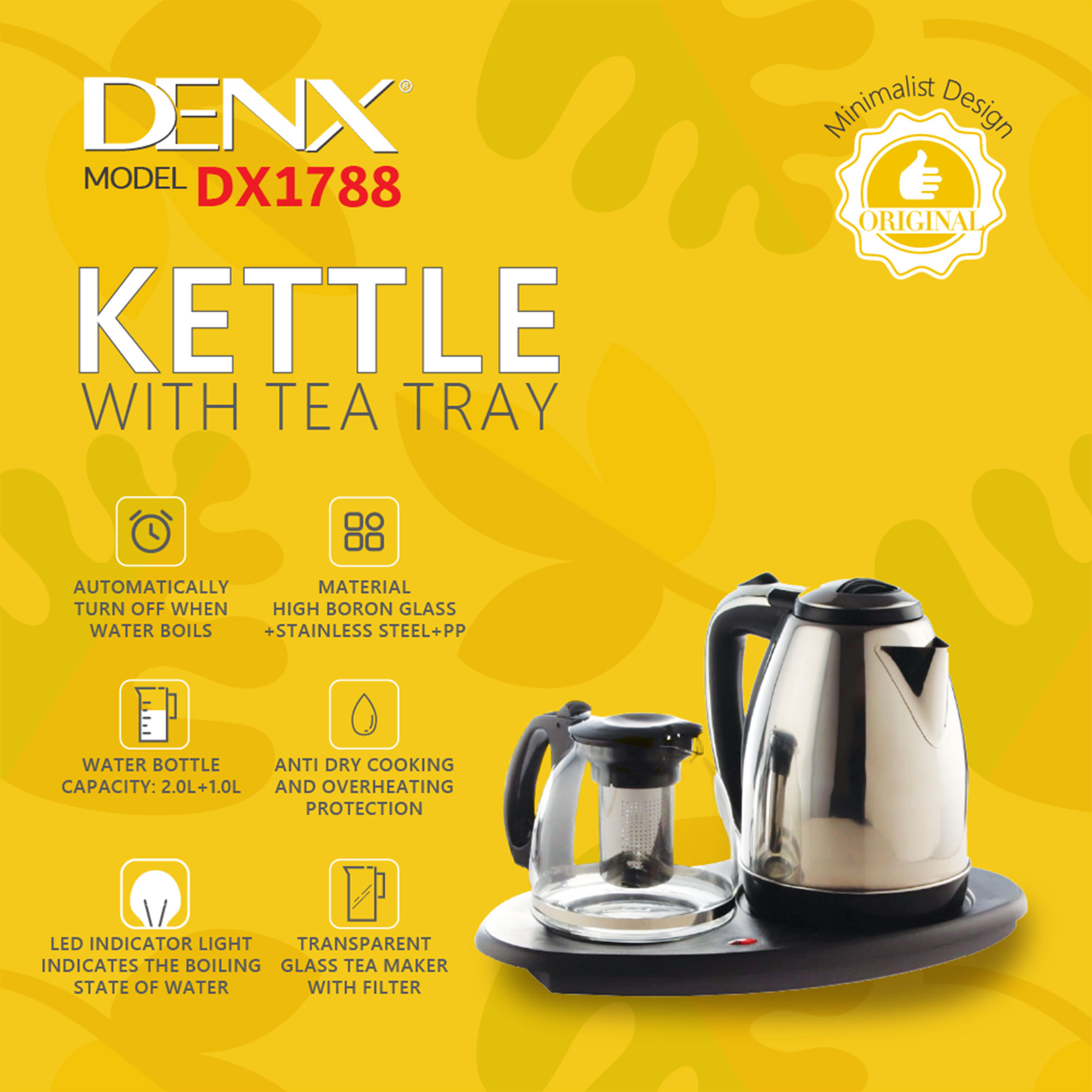 Electric Kettle with Base + Teapot