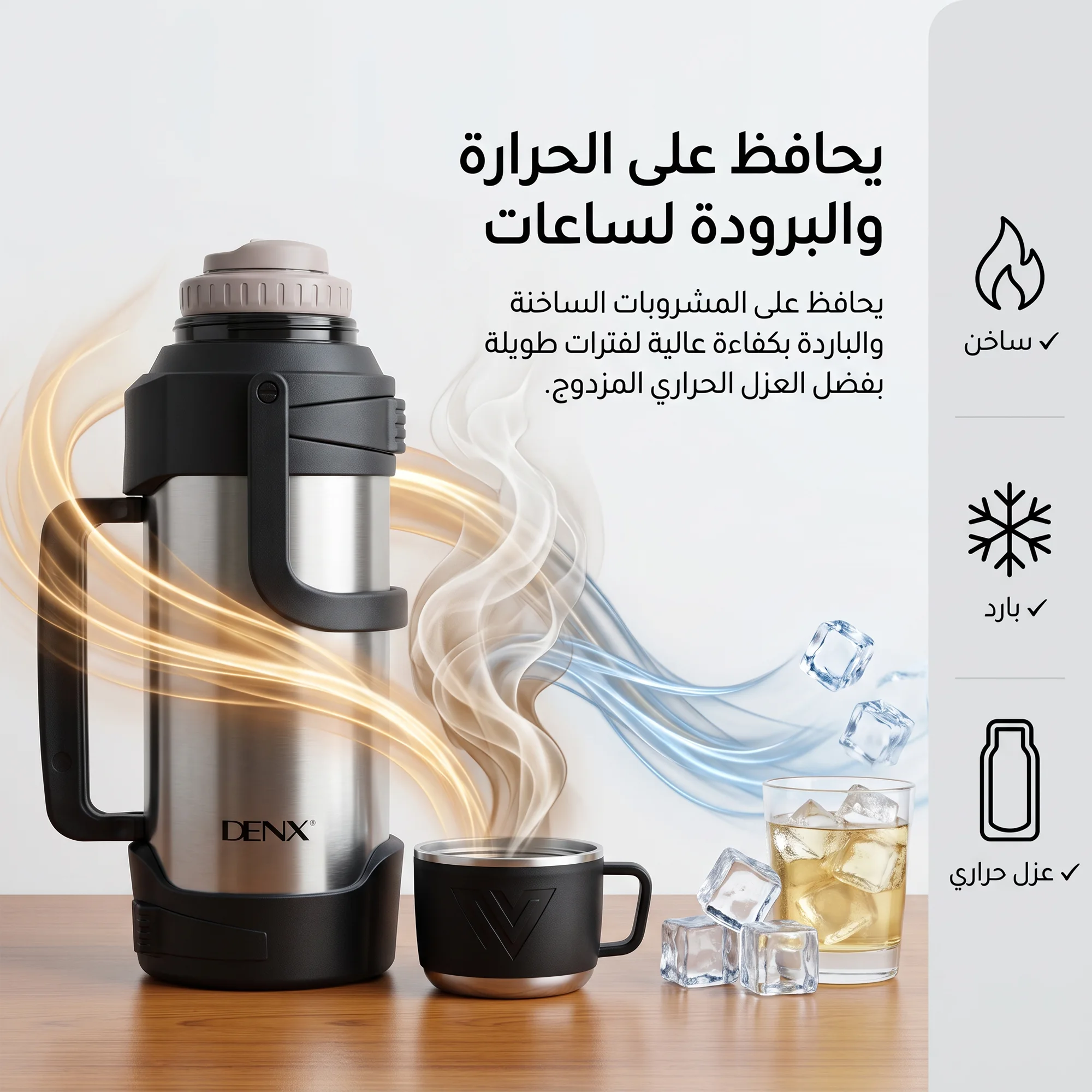 زجاجة حرارية للسفر في الهواء الطلق تحافظ على الدفء والبرودة لمدة 24 ساعة 4 لتر