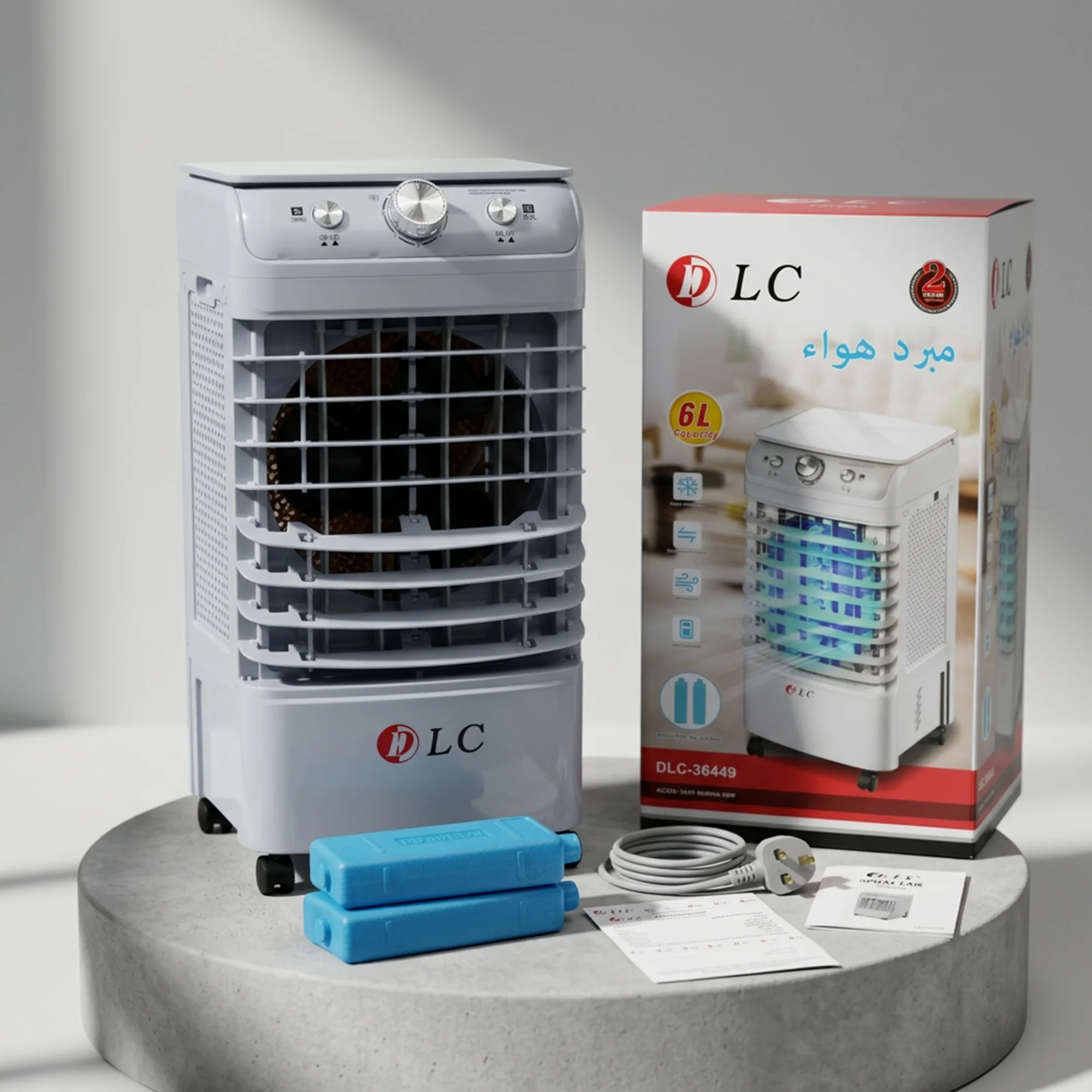 مكيف صحراوي متنقل DLC سعة 6 لتر بضمان عامين (تبريد بالثلج + موفر للطاقة)